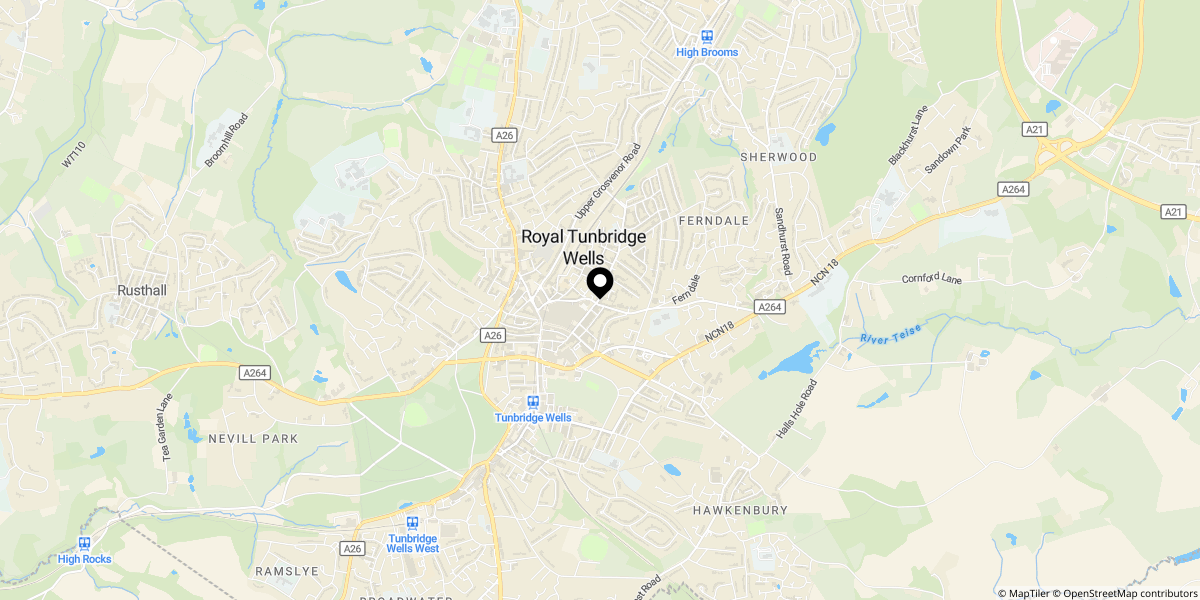 Approximate location of Albert Street, Tunbridge Wells, TN1 2QH