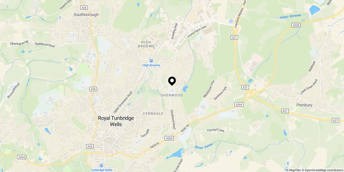 Approximate location of Sandhurst Road, Tunbridge Wells, TN2 3SW