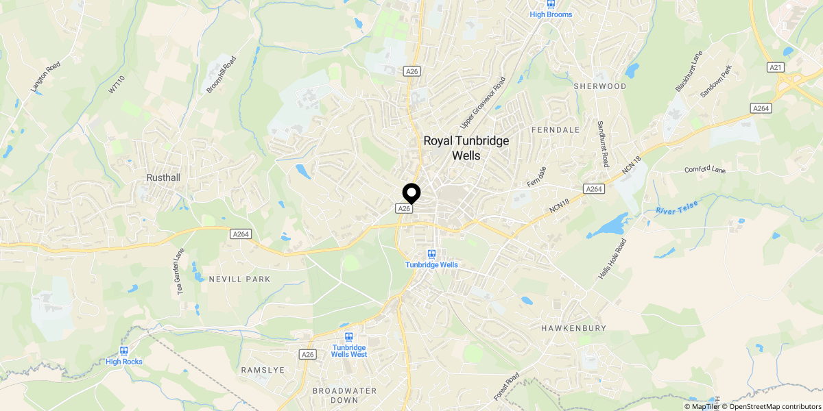 Approximate location of York Road, Tunbridge Wells, TN1 1JY