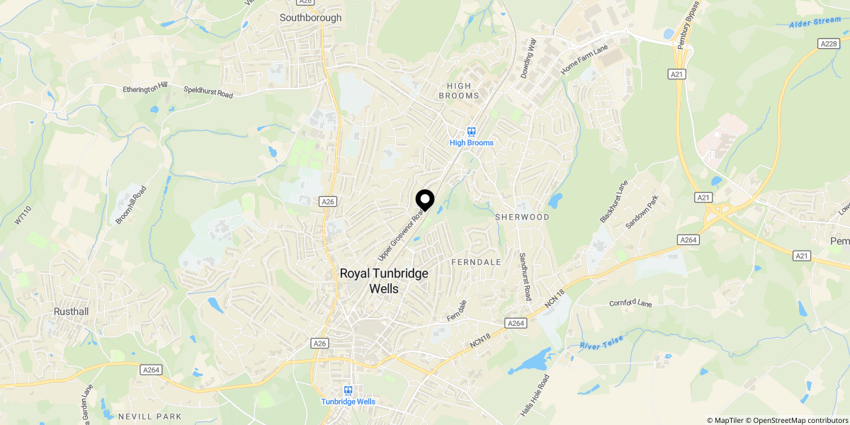 Approximate location of Rochdale Road, Tunbridge Wells, TN1 2JD