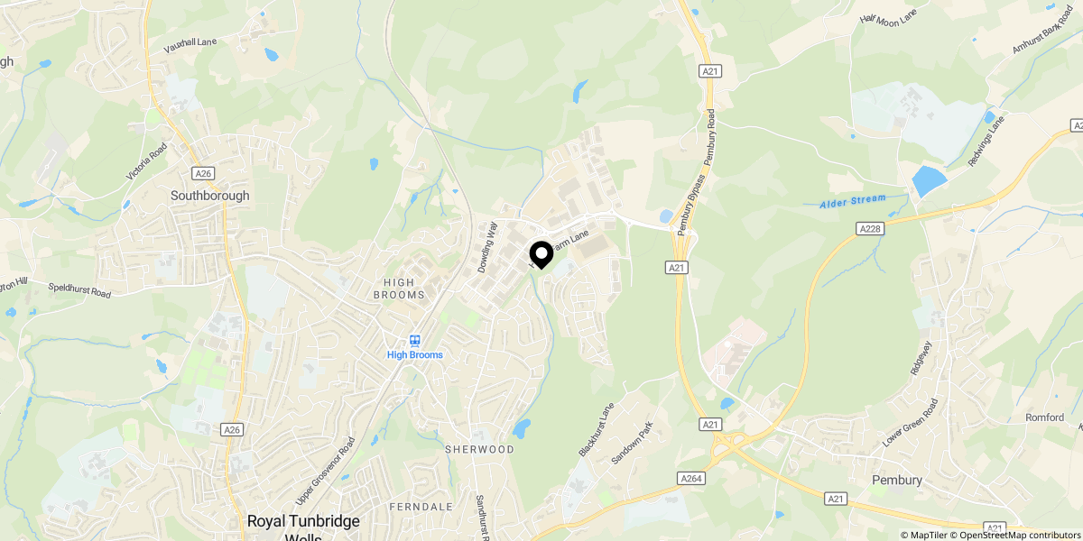 Approximate location of The Avenue, Tunbridge Wells, TN2 3FJ