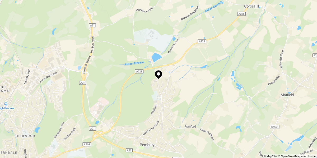 Approximate location of Gimble Way, Pembury, Tunbridge Wells, TN2 4BX