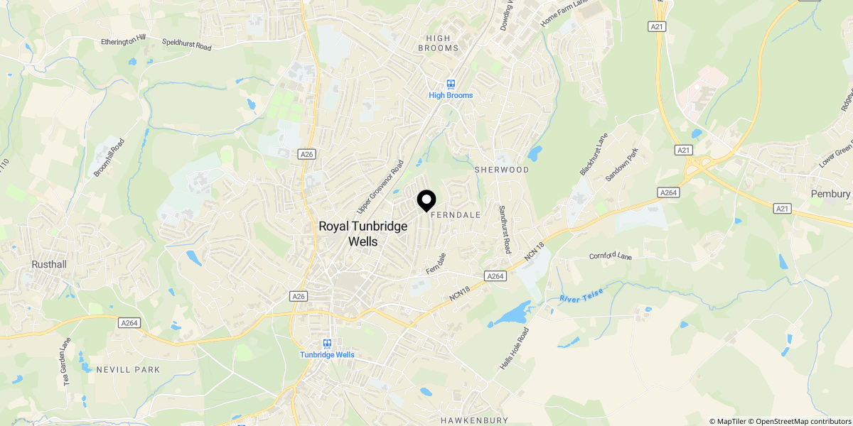Approximate location of Western Road, Tunbridge Wells, TN1 2JQ