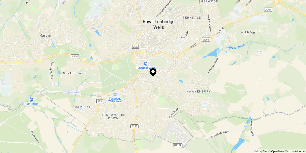 Approximate location of Berkeley Road, Tunbridge Wells, TN1 1YN