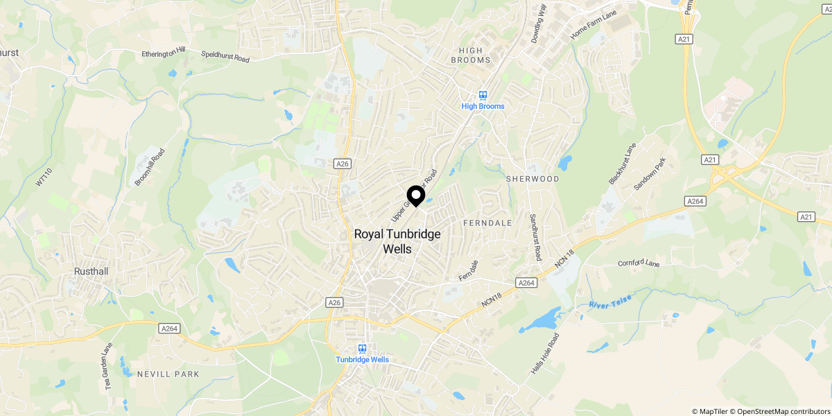 Approximate location of Quarry Road, Tunbridge Wells,TN1