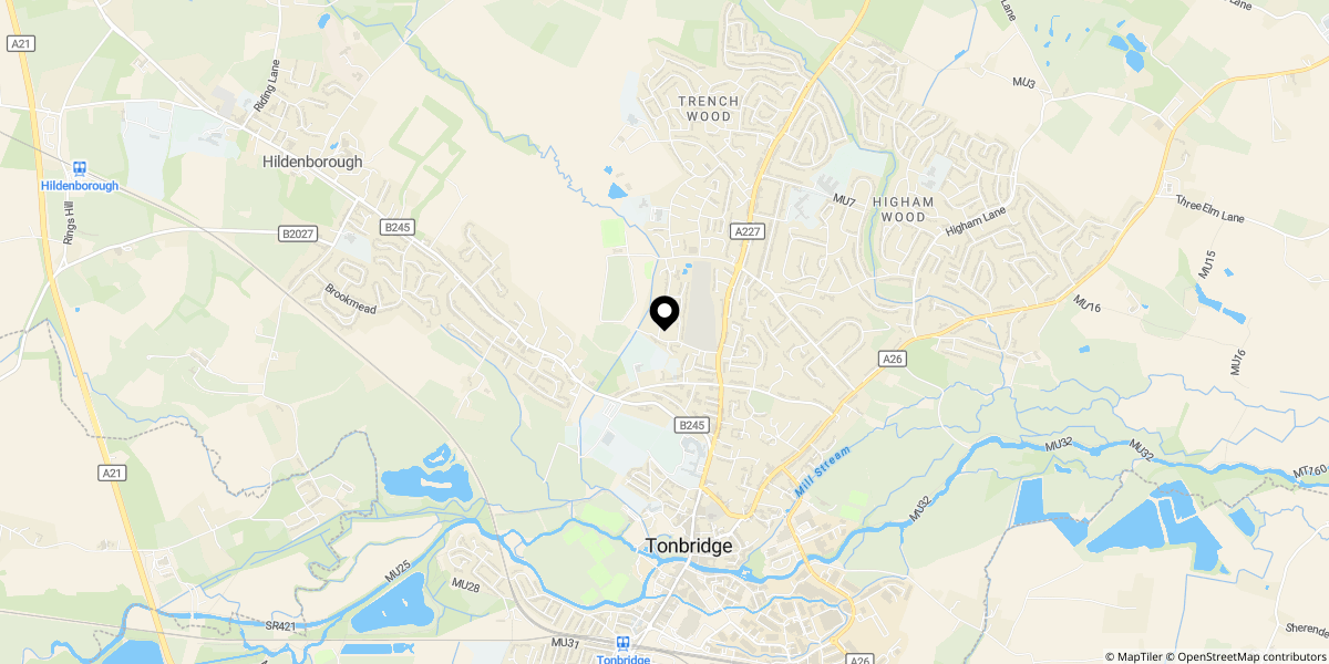 Approximate location of Longmead Way, Tonbridge
