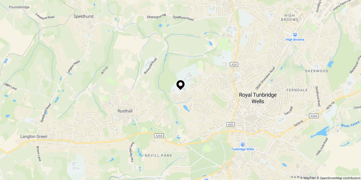 Approximate location of Thirlmere Road, Tunbridge Wells, TN4 9SS