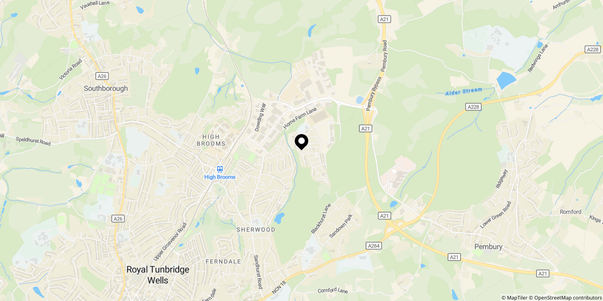 Approximate location of High Tree Lane, Tunbridge Wells, TN2 3FR