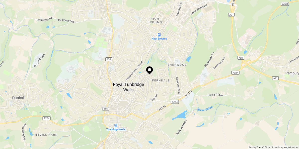 Approximate location of Stanhope Road, Tunbridge Wells, TN1 2HY