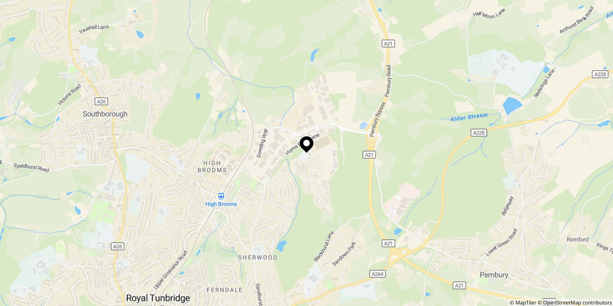 Approximate location of High Tree Lane, Tunbridge Wells, TN2 3FR