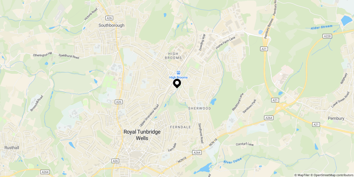 Approximate location of Addison Road, Tunbridge Wells, TN2 3GG