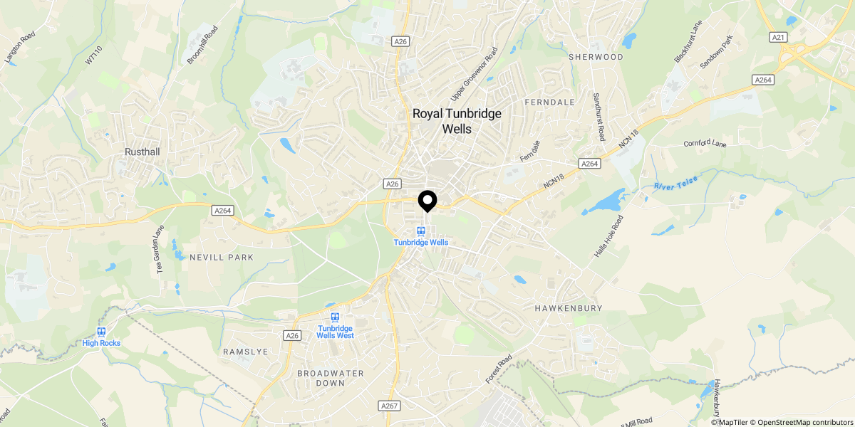 Approximate location of Grove Hill Road, Tunbridge Wells, TN1 1SA