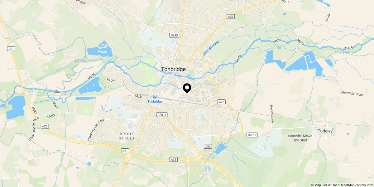 Approximate location of Whitefriars Wharf, Tonbridge, TN9 1QR