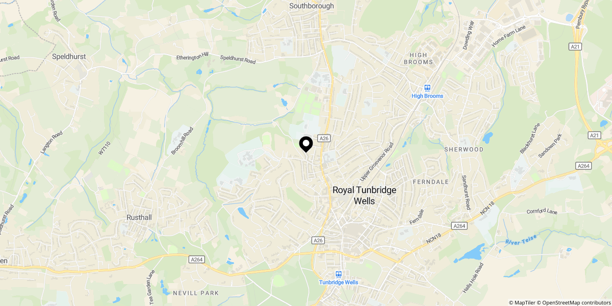 Approximate location of Whitefield Road, Tunbridge Wells, TN4 9UD