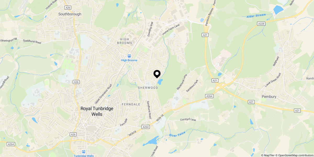 Approximate location of Greggs Wood Road, Tunbridge Wells, TN2 3JG
